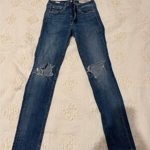 Rag & Bone Classic High Waist Skinny Blue Distressed Women Jeans